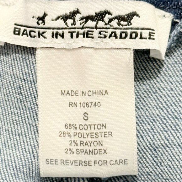 Back In The Saddle Womens Pull-on Stretch Flared Embroidered Blue Jeans Sz Small - Picture 8 of 12